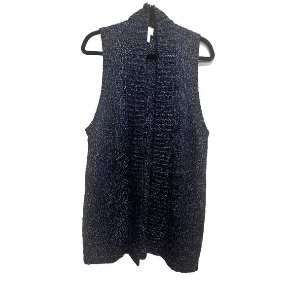 Chicos Women’s Sleeveless Open Knit Long Cardigan Sweater Size 2 Large Blue - Picture 1 of 10
